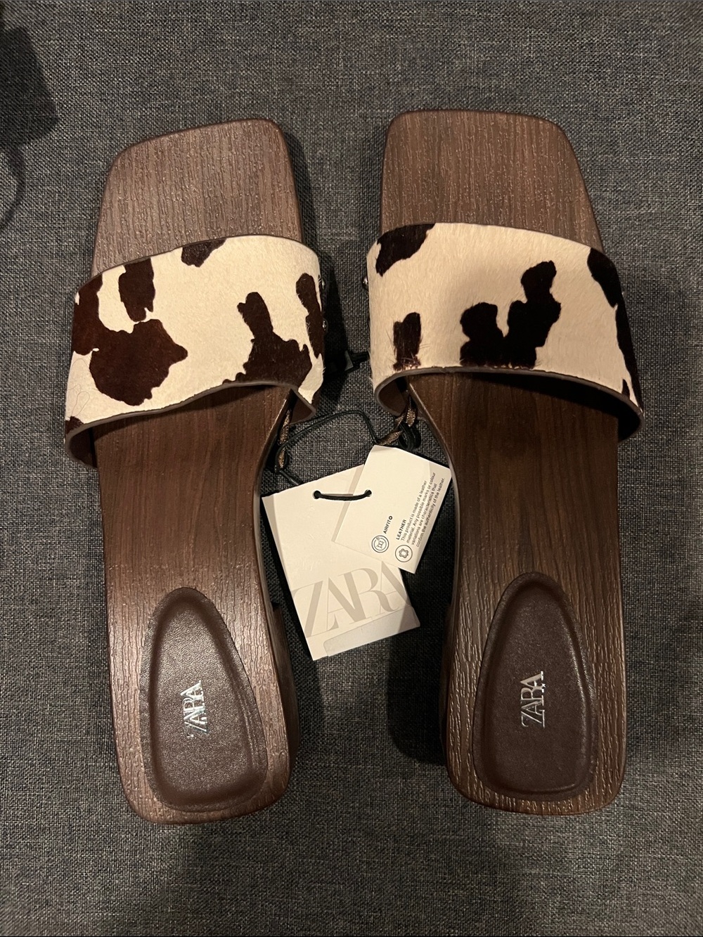 Zara Cow-Print Sandals NEW
